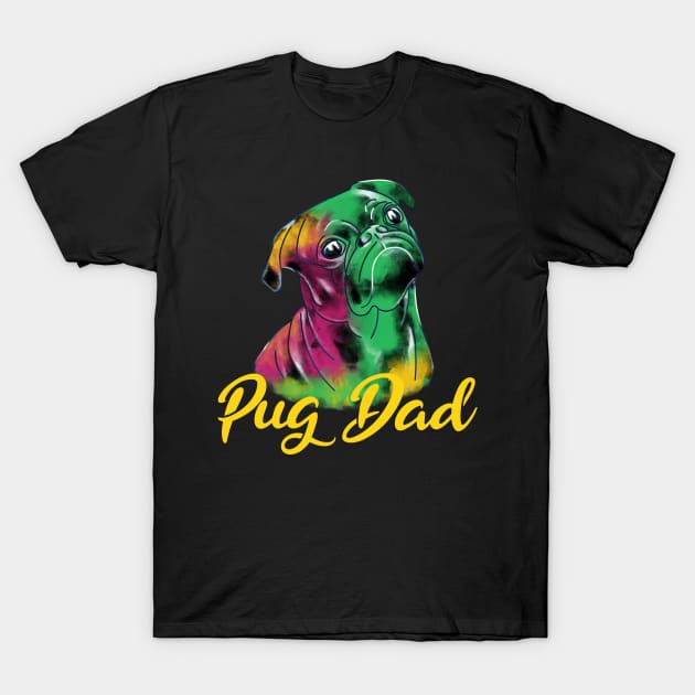 Black Pug Dad Graffiti Style T-Shirt by okpinsArtDesign